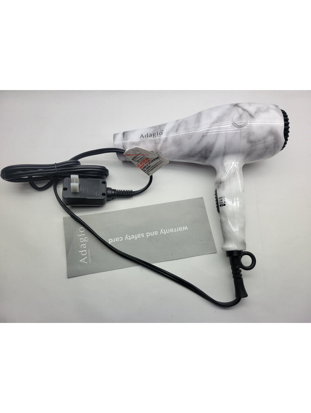 Adagio Professional 2500 Blow Dryer Hair Dryer - Marbled Grey / White  **NWOB**